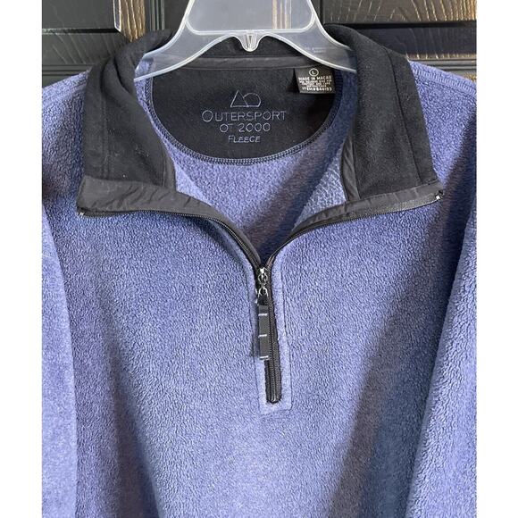 Outersport OT‎ 2000 Blue Fleece Quarter 1/4 Zip Sweatshirt Men Size L Athleisure - Picture 1 of 10